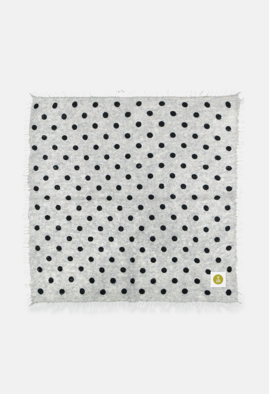 Bandana Polka Dots Mel. Light Grey/Black with Fringes