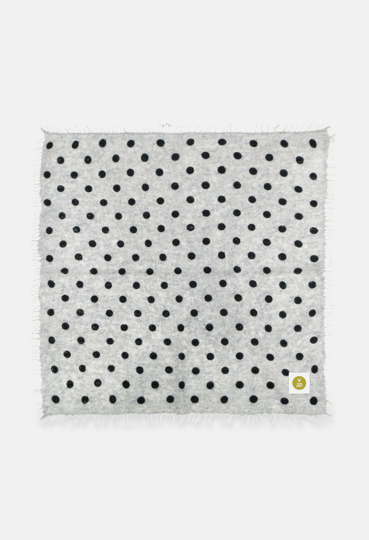 Bandana Polka Dots Mel. Light Grey/Black with Fringes