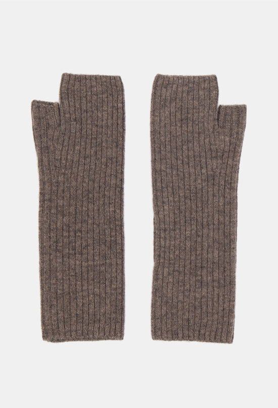 FINGERLESS MITTENS CARAMEL BROWN
