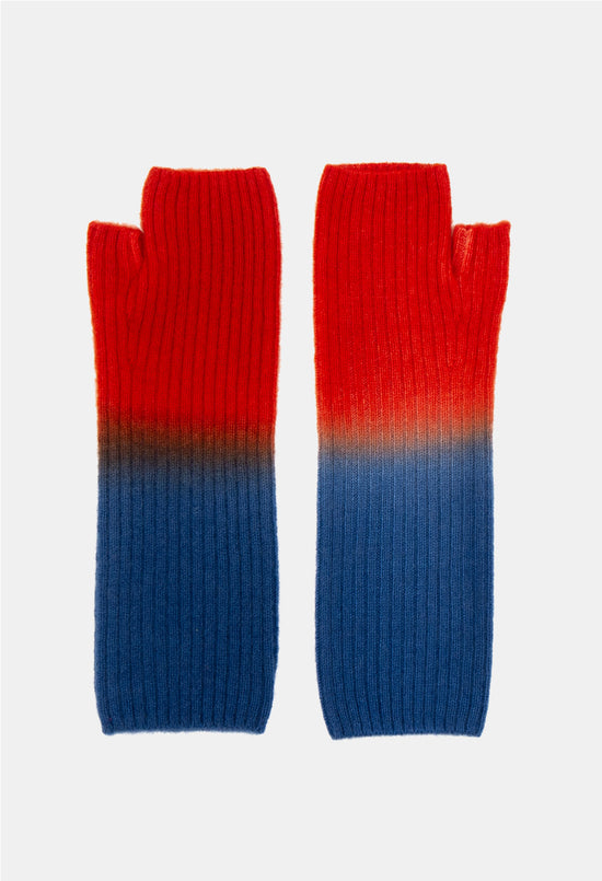 FINGERLESS MITTENS DARK BLUE/ORANGE D.