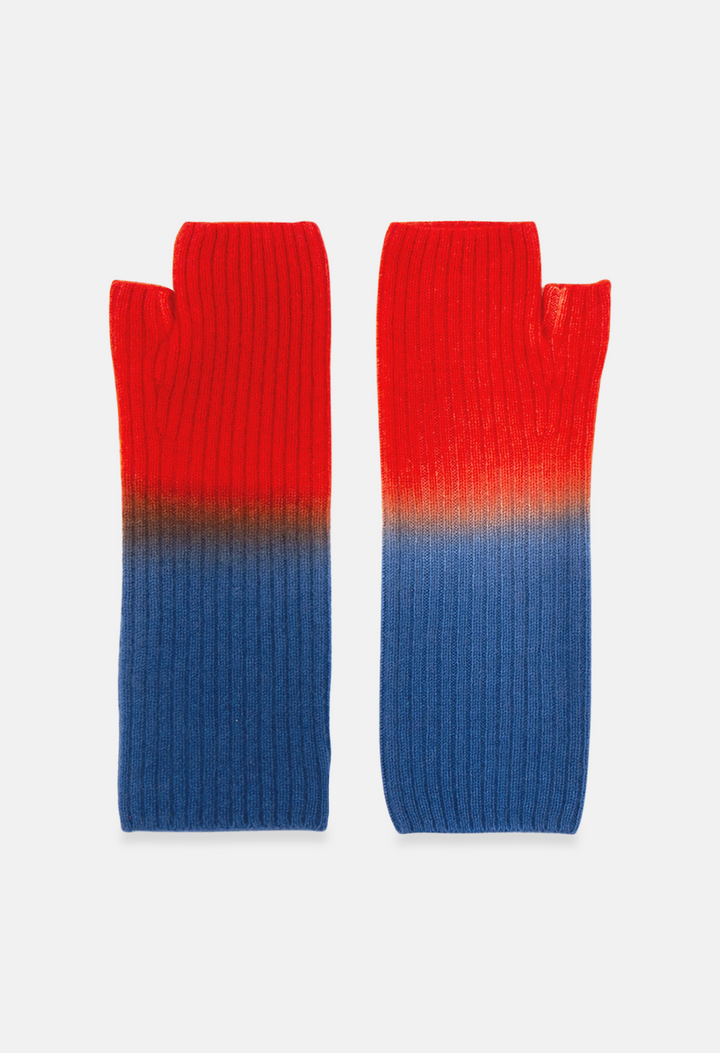 Fingerless Mittens Dark Blue/Orange D.
