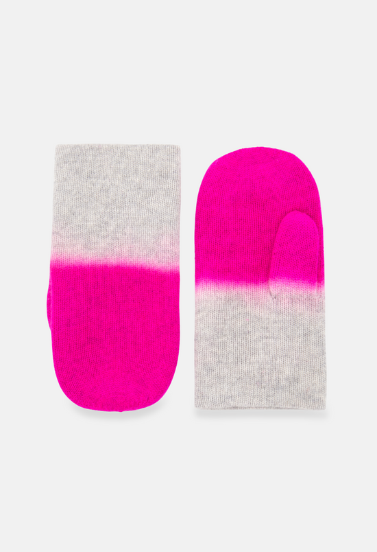 PAN MITTENS MELANGE LIGHT GREY/NEON PINK
