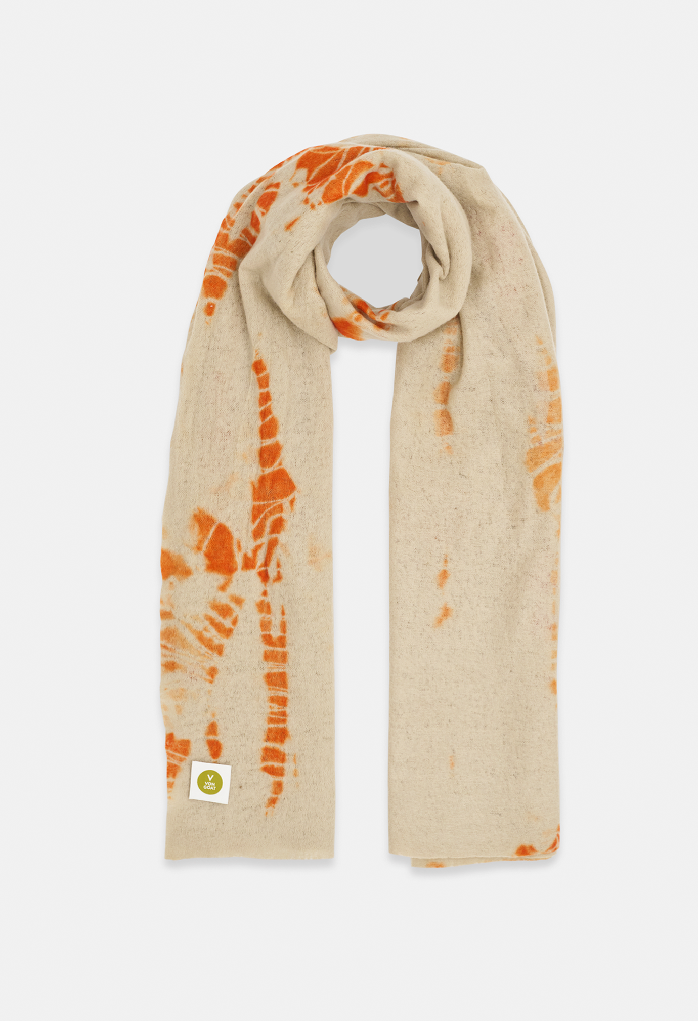 SCARF PLAZA TAUPE/ORANGE DAISY without fringes