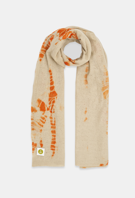 SCARF PLAZA TAUPE/ORANGE DAISY without fringes