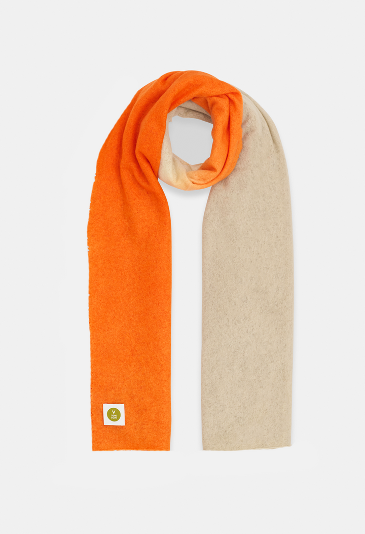 Scarf Orange Daisy/Plaza Taupe without fringes