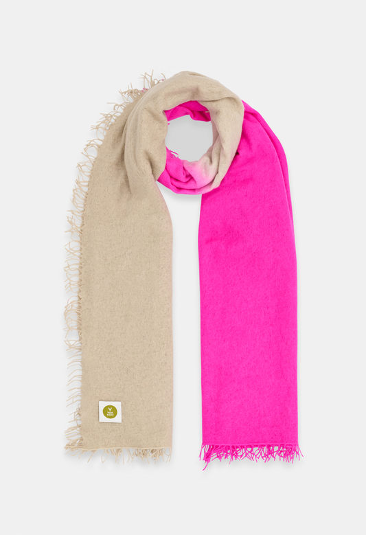 SCARF PLAZA TAUPE/NEON PINK