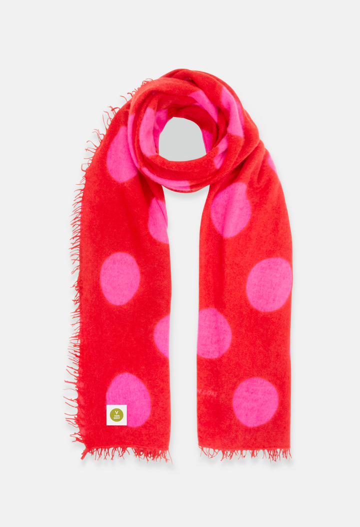 Scarf Polka Dots Orange Daisy/Neon Plum
