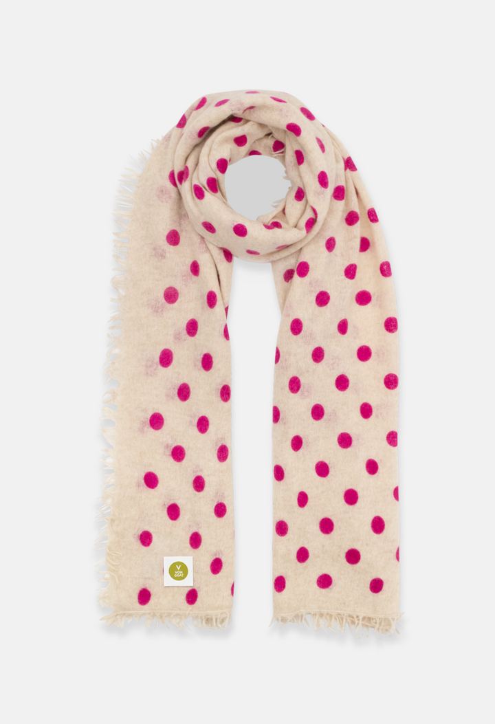 Schal Polka Dots Mel. Beige/Neon Pink