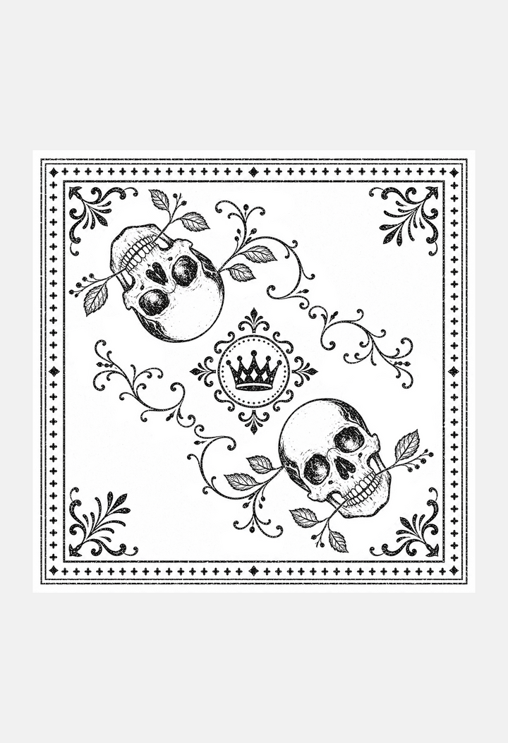 Bandana Skulls Black/White with Fringes