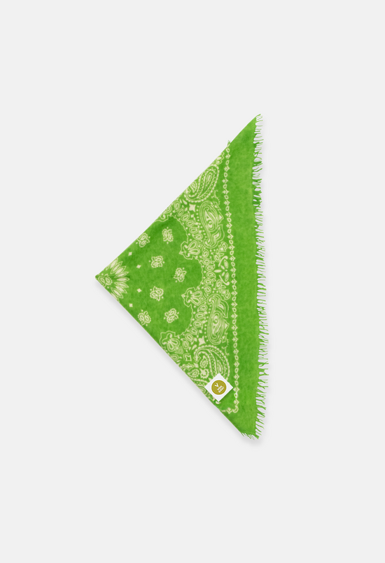 Cashmere Bandana Dreieckstuch Paisley AF in Gruen und Beige für Frauen von V VON GOAT Trend Bandana aus 100 Prozent Kaschmir handgefertigt in Nepal