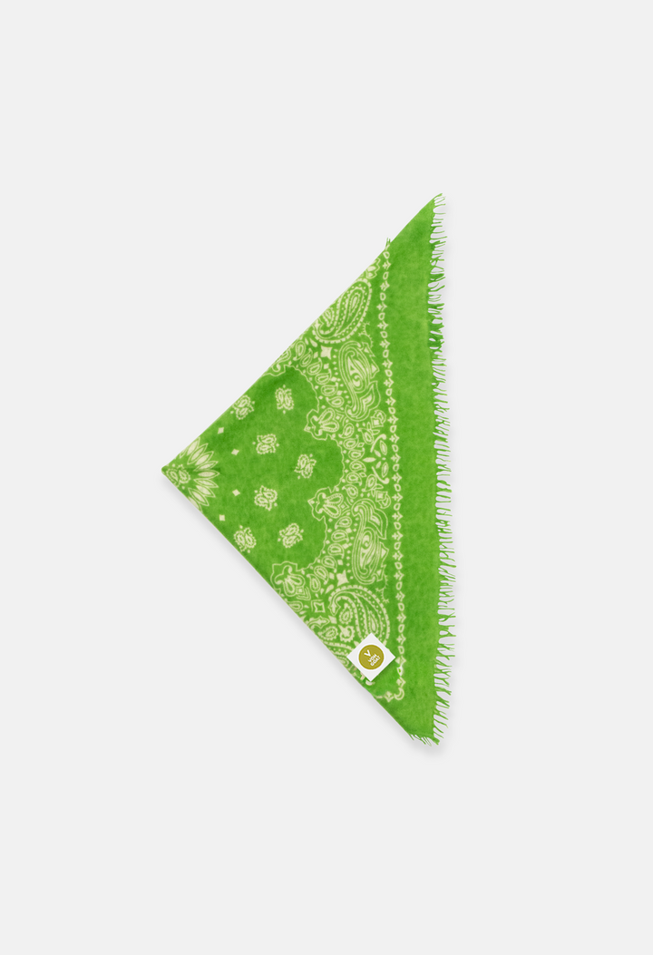 Cashmere Bandana Dreieckstuch Paisley AF in Gruen und Beige für Frauen von V VON GOAT Trend Bandana aus 100 Prozent Kaschmir handgefertigt in Nepal