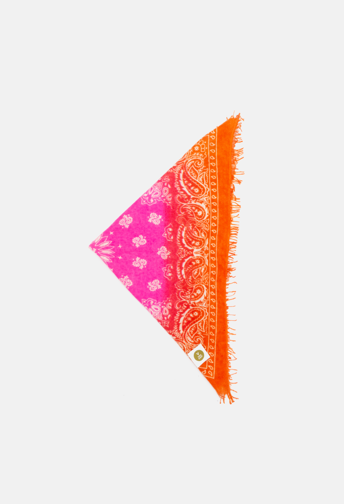 Cashmere Bandana Dreieckstuch Paisley AI in Orange und Pink für Frauen von V VON GOAT aktuell im Trend aus 100 Prozent Kaschmir handgefertigt in Nepal