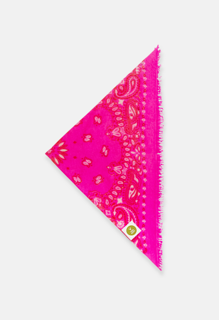 Cashmere Bandana Dreieckstuch Paisley E in Pink und Orange für Frauen von V VON GOAT Trend Accessoire grosses Tuch aus 100 Prozent Kaschmir handgefertigt in Nepal