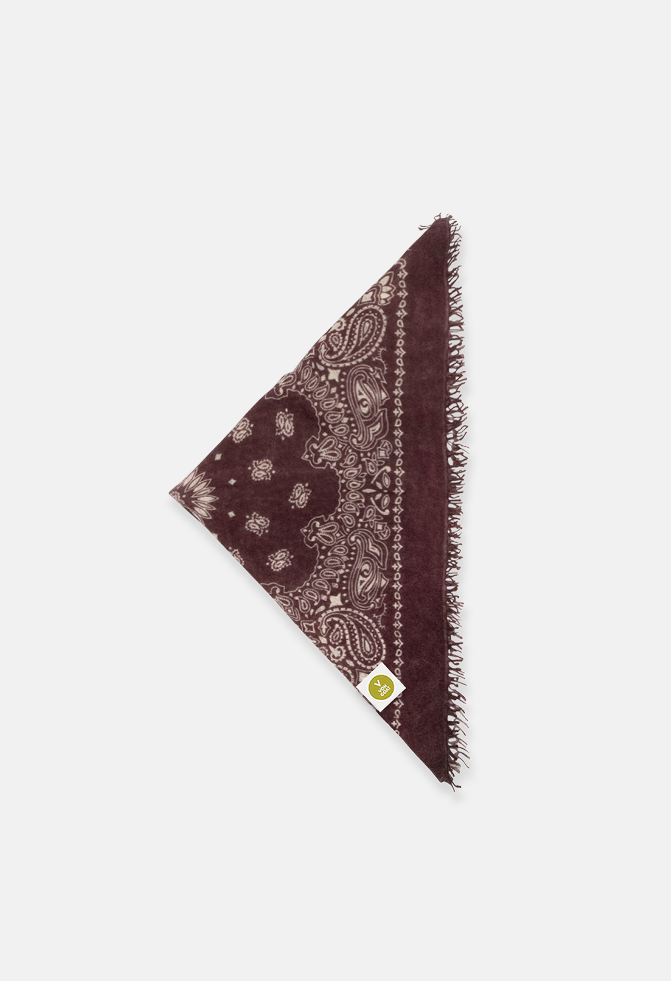 Cashmere Bandana Dreieckstuch Paisley O in Braun und Weiss für Frauen von V VON GOAT aktuell im Trend aus 100 Prozent Kaschmir handgefertigt in Nepal
