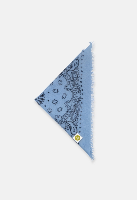 Cashmere Bandana Dreieckstuch Paisley R in Hellblau und Blau für Frauen von V VON GOAT Trend Bandana aus 100 Prozent Kaschmir handgefertigt in Nepal