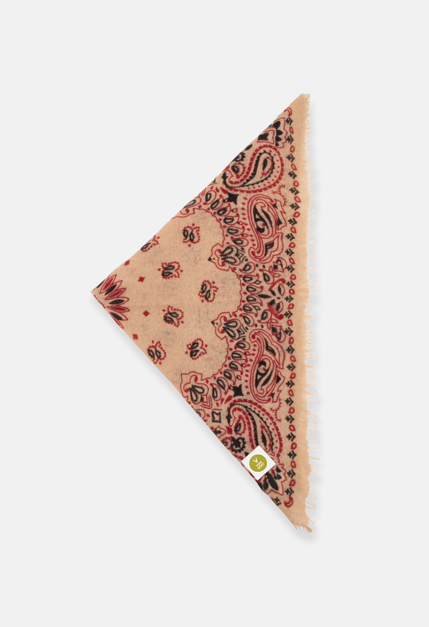 Cashmere Bandana Dreieckstuch Paisley T in Beige und Rot für Frauen von V VON GOAT Trend Bandana grosses Tuch aus 100 Prozent Kaschmir handgefertigt in Nepal