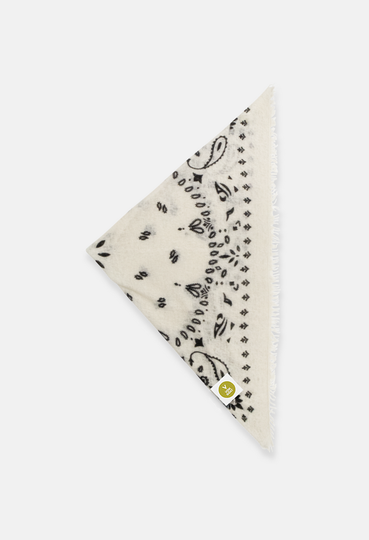 Cashmere Bandana Dreieckstuch Paisley U in Weiss und Schwarz für Frauen von V VON GOAT Trend Accessoire grosses Tuch aus 100 Prozent Kaschmir handgefertigt in Nepal