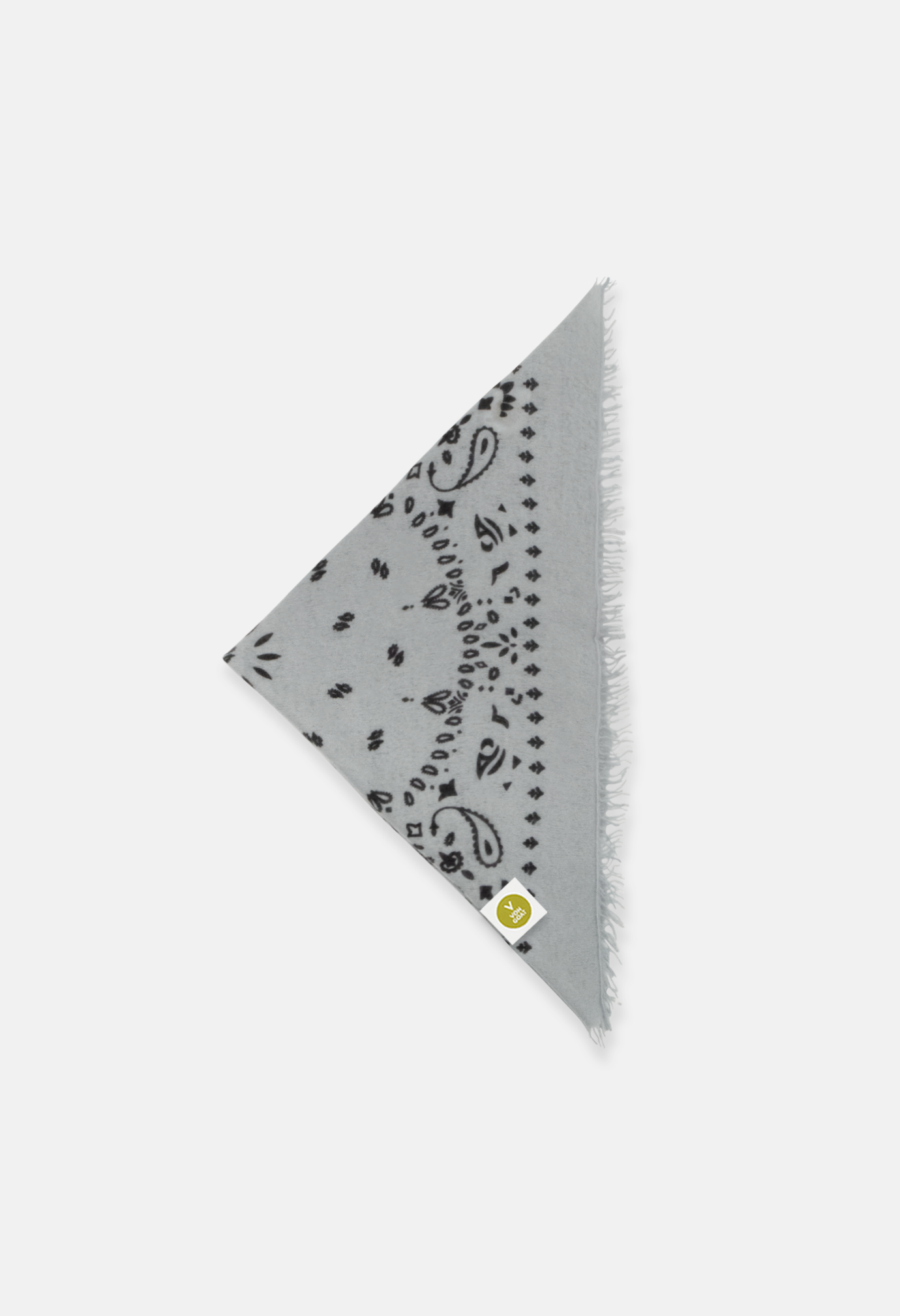 Cashmere Dreieckstuch Bandana Paisley P in Grau und Weiss für Frauen von V VON GOAT Trend Bandana aus 100 Prozent Kaschmir handgefertigt in Nepal
