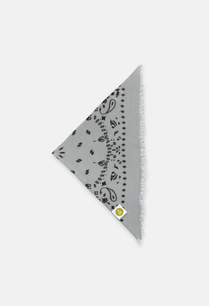 Cashmere Dreieckstuch Bandana Paisley P in Grau und Weiss für Frauen von V VON GOAT Trend Bandana aus 100 Prozent Kaschmir handgefertigt in Nepal