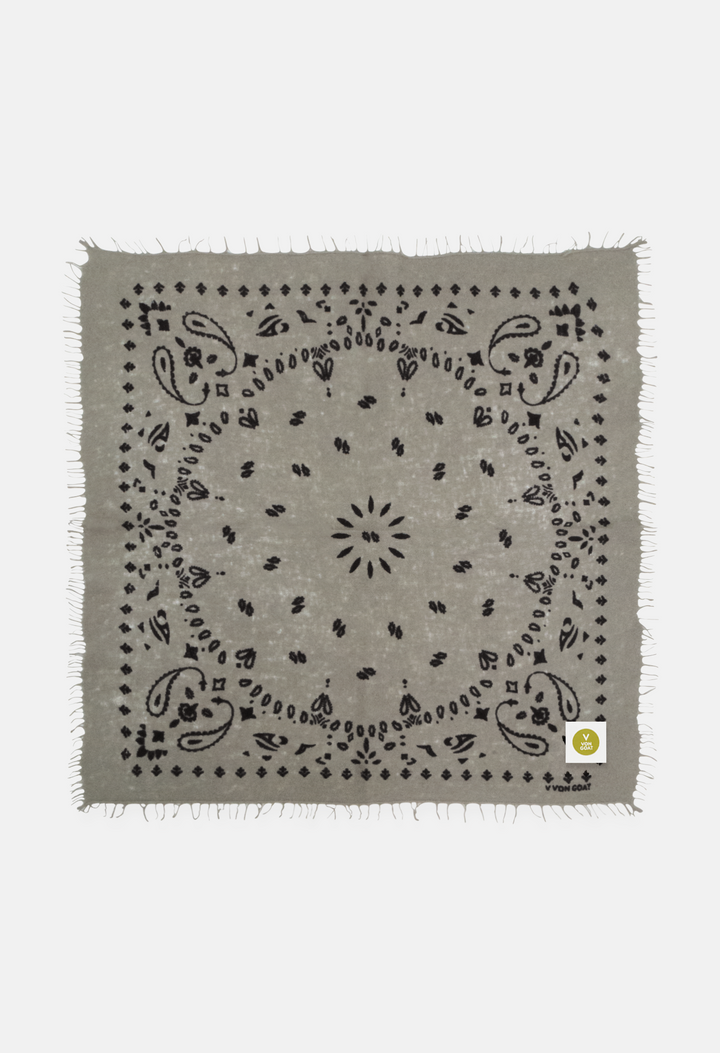 Cashmere Bandana Tuch Paisley AE in Grau und Schwarz von V VON GOAT ideales Kaschmir Geschenk Paisley Muster Kaschmir Tuch für Frauen handgefertigt in Nepal