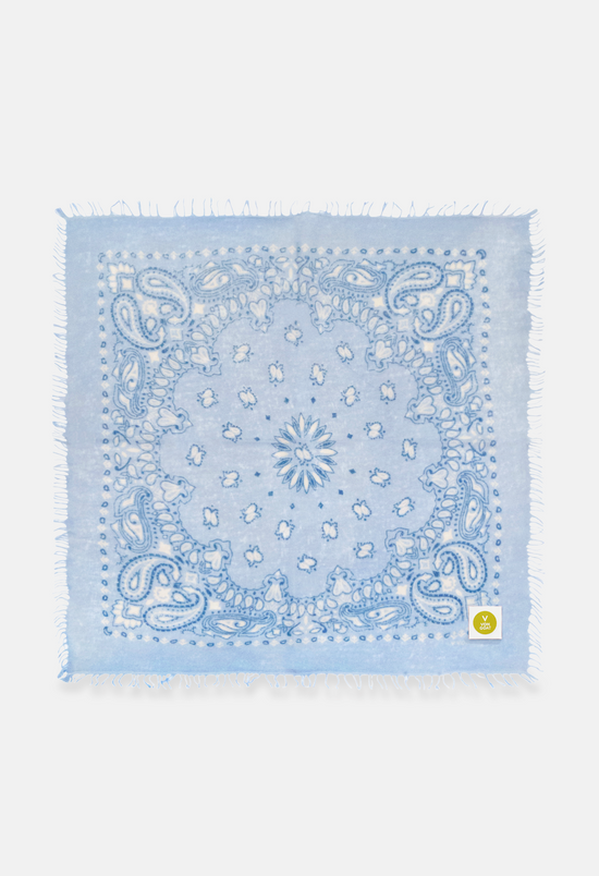 Cashmere Bandana Tuch Paisley C in Hellblau und Weiss von V VON GOAT ideales Kaschmir Geschenk Paisley Muster Kaschmir Tuch für Frauen handgefertigt in Nepal