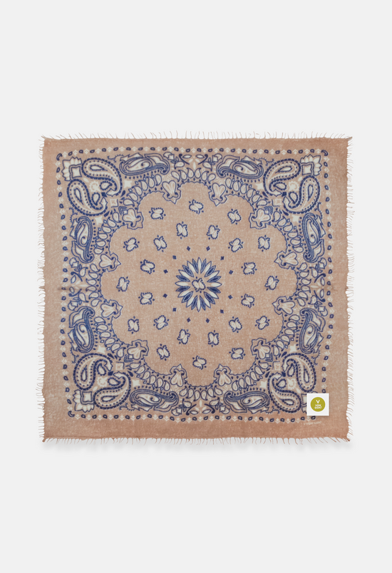 Cashmere Bandana Tuch Paisley H in Blau und Braun von V VON GOAT ideales Kaschmir Geschenk grosses Kaschmir Tuch Paisley Muster für Frauen handgefertigt