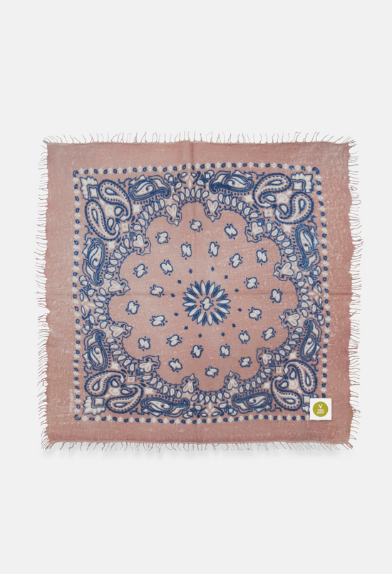 Cashmere Bandana Tuch Paisley H in Blau und Braun von V VON GOAT ideales Kaschmir Geschenk Paisley Muster Kaschmir Tuch für Frauen handgefertigt in Nepal