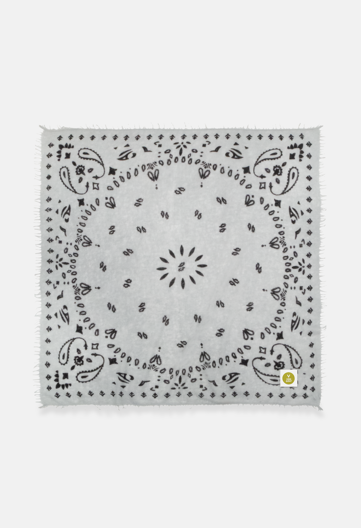 Cashmere Bandana Tuch Paisley P in Weiss und Grau von V VON GOAT ideales Kaschmir Geschenk grosses Kaschmir Tuch Paisley Muster für Frauen handgefertigt