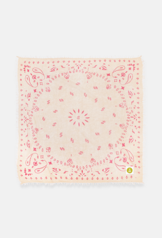 Cashmere Bandana Tuch Paisley Q in Pink und Weiss von V VON GOAT ideales Kaschmir Geschenk grosses Kaschmir Tuch Paisley Muster für Frauen handgefertigt
