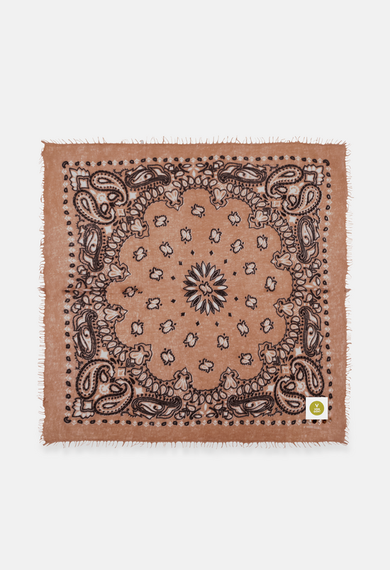 Cashmere Bandana Tuch Paisley W in Braun und Taupe von V VON GOAT ideales Kaschmir Geschenk grosses Kaschmir Tuch Paisley Muster für Frauen handgefertigt