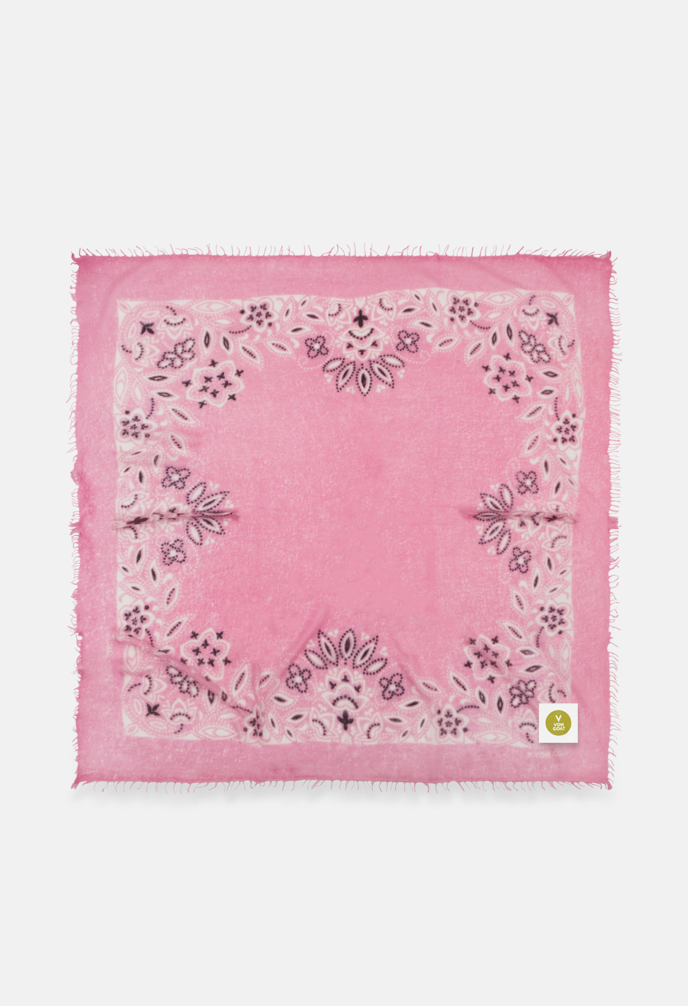 Cashmere Bandana Tuch Paisley X in Rosa und Weiss von V VON GOAT ideales Kaschmir Geschenk grosses Kaschmir Tuch Paisley Muster für Frauen handgefertigt