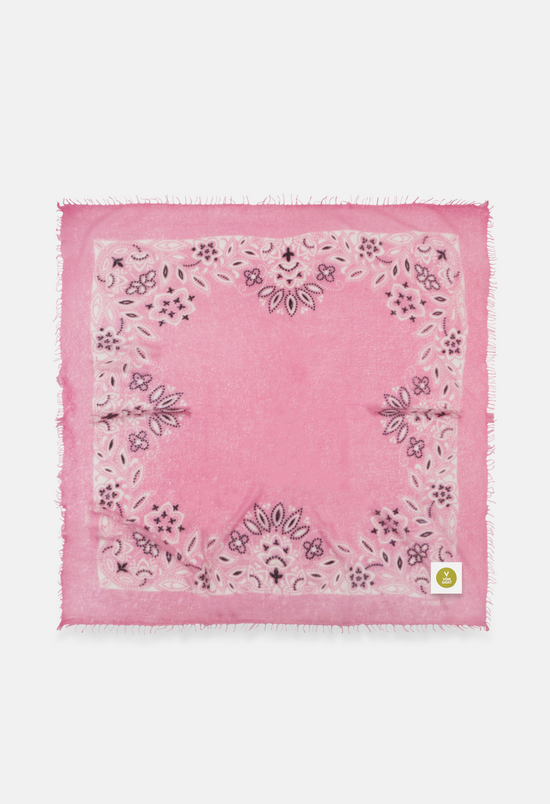 Cashmere Bandana Tuch Paisley X in Rosa und Weiss von V VON GOAT ideales Kaschmir Geschenk grosses Kaschmir Tuch Paisley Muster für Frauen handgefertigt