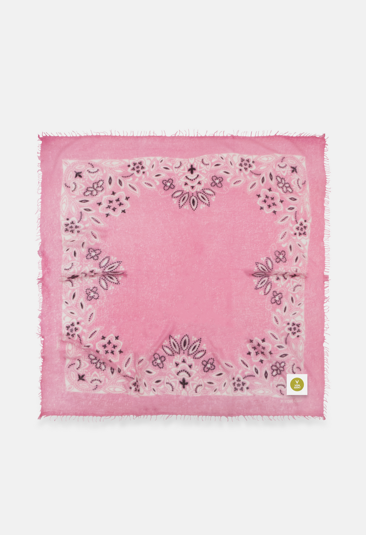 Cashmere Bandana Tuch Paisley X in Rosa und Weiss von V VON GOAT ideales Kaschmir Geschenk grosses Kaschmir Tuch Paisley Muster für Frauen handgefertigt