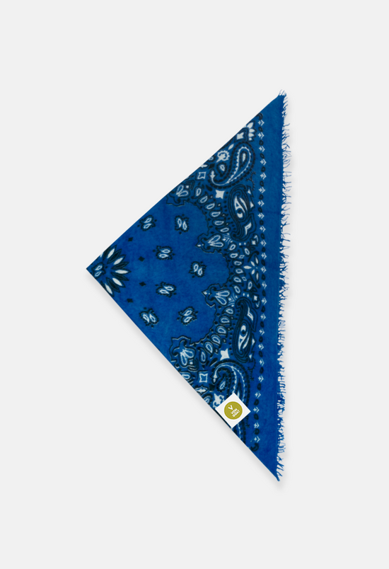 Cashmere Dreieckstuch Bandana Paisley N in Weiss und Blau für Frauen von V VON GOAT Trend Accessoire grosses Tuch aus 100 Prozent Kaschmir handgefertigt in Nepal