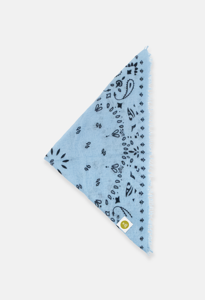 Cashmere Dreieckstuch Bandana Paisley R in Blau und Hellblau für Frauen von V VON GOAT aktuell im Trend grosses Tuch aus 100 Prozent Kaschmir handgefertigt in Nepal