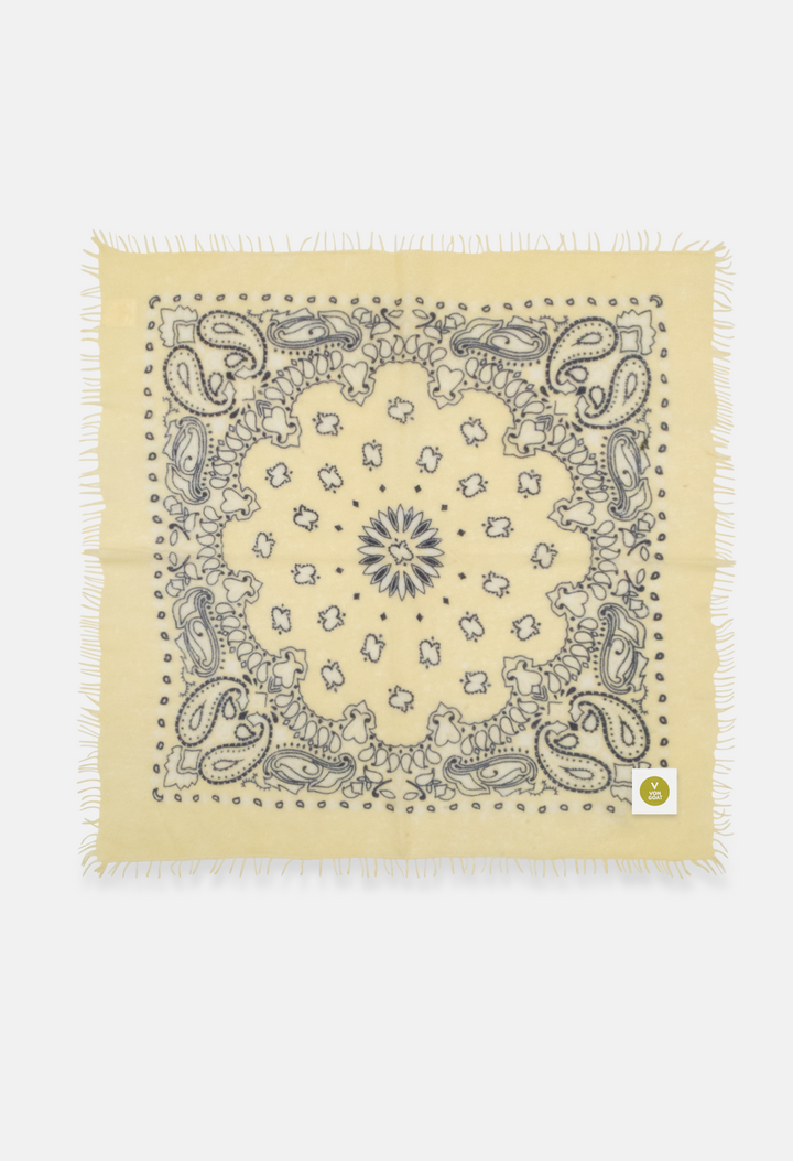 Cashmere Tuch Bandana Paisley AA in Gelb und Schwarz von V VON GOAT perfektes Mode Geschenk Paisley Muster Kaschmir Tuch für Frauen handgefertigt in Nepal