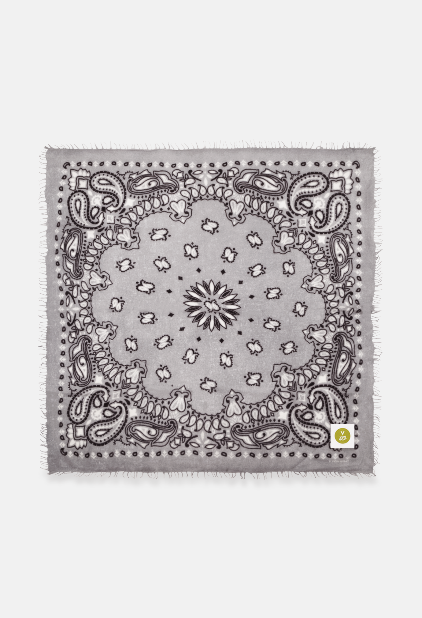 Cashmere Tuch Bandana Paisley D in Grau und Blau von V VON GOAT perfektes Mode Geschenk grosses Kaschmir Tuch Paisley Muster für Frauen handgefertigt