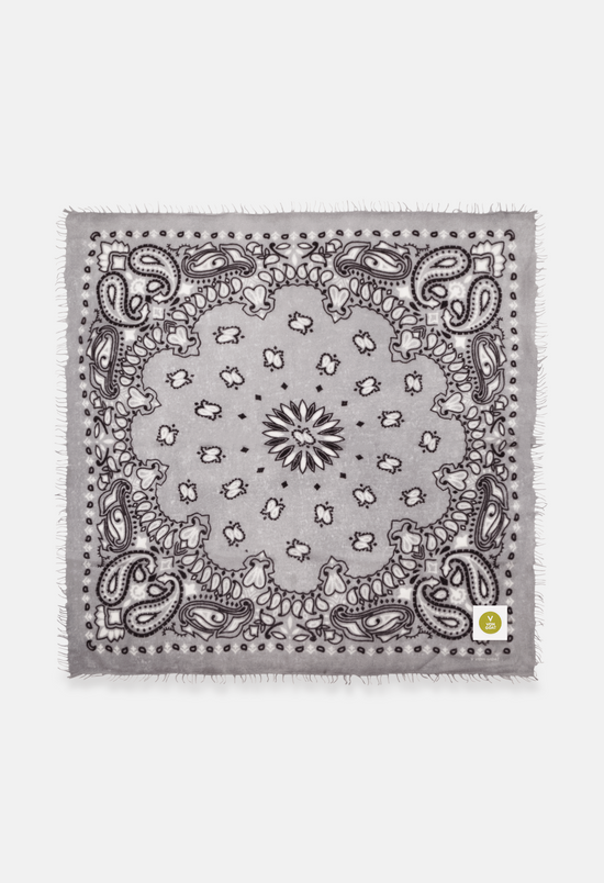 Cashmere Tuch Bandana Paisley D in Grau und Blau von V VON GOAT perfektes Mode Geschenk grosses Kaschmir Tuch Paisley Muster für Frauen handgefertigt