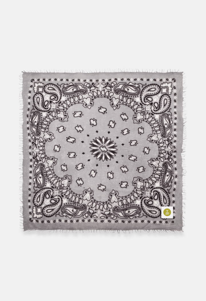 Cashmere Tuch Bandana Paisley D in Grau und Blau von V VON GOAT perfektes Mode Geschenk grosses Kaschmir Tuch Paisley Muster für Frauen handgefertigt