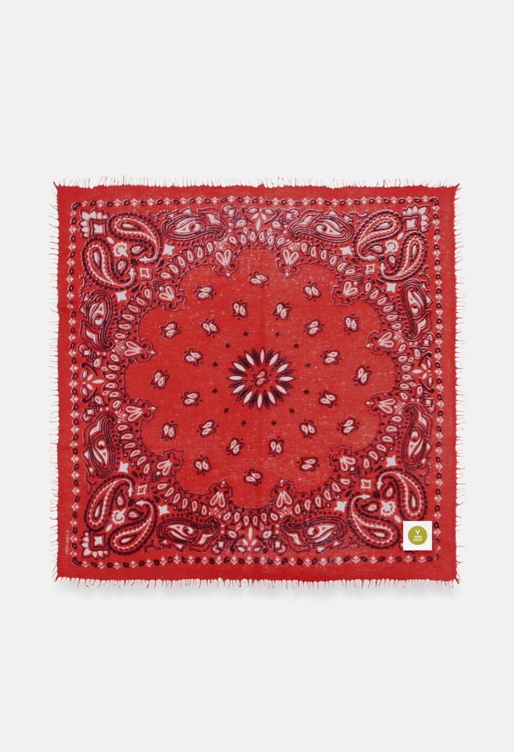 Cashmere Tuch Bandana Paisley J in Schwarz und Rot von V VON GOAT perfektes Mode Geschenk grosses Kaschmir Tuch Paisley Muster für Frauen handgefertigt