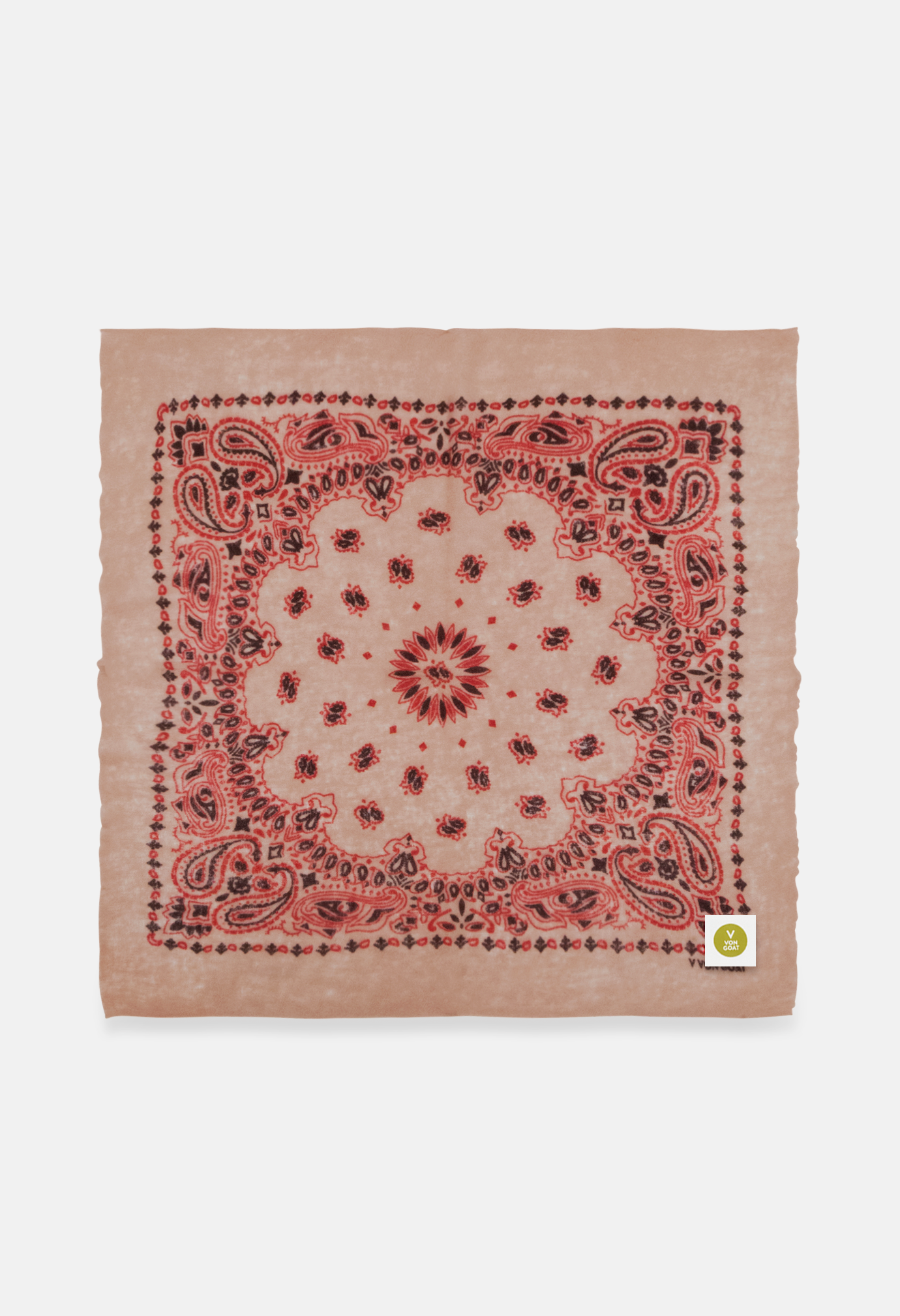 Cashmere Tuch Bandana Paisley T in Rot und Beige von V VON GOAT perfektes Mode Geschenk Paisley Muster Kaschmir Tuch für Frauen handgefertigt in Nepal