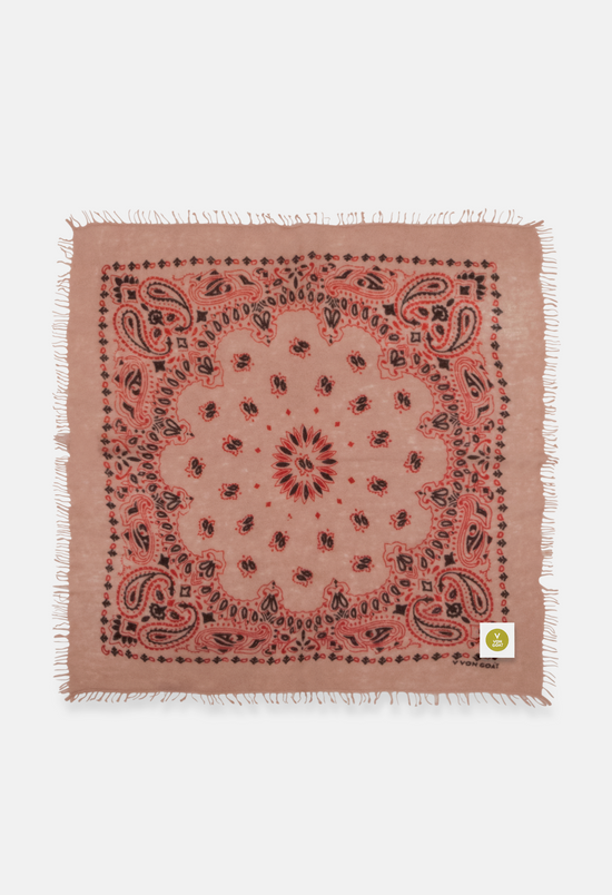 Cashmere Tuch Bandana Paisley T in Rot und Beige von V VON GOAT perfektes Mode Geschenk Paisley Muster Kaschmir Tuch für Frauen handgefertigt in Nepal