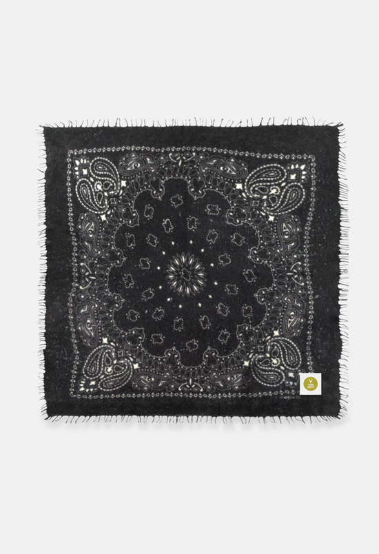 Cashmere Tuch Bandana Paisley V in Schwarz und Weiss von V VON GOAT perfektes Mode Geschenk Paisley Muster Kaschmir Tuch für Frauen handgefertigt in Nepal