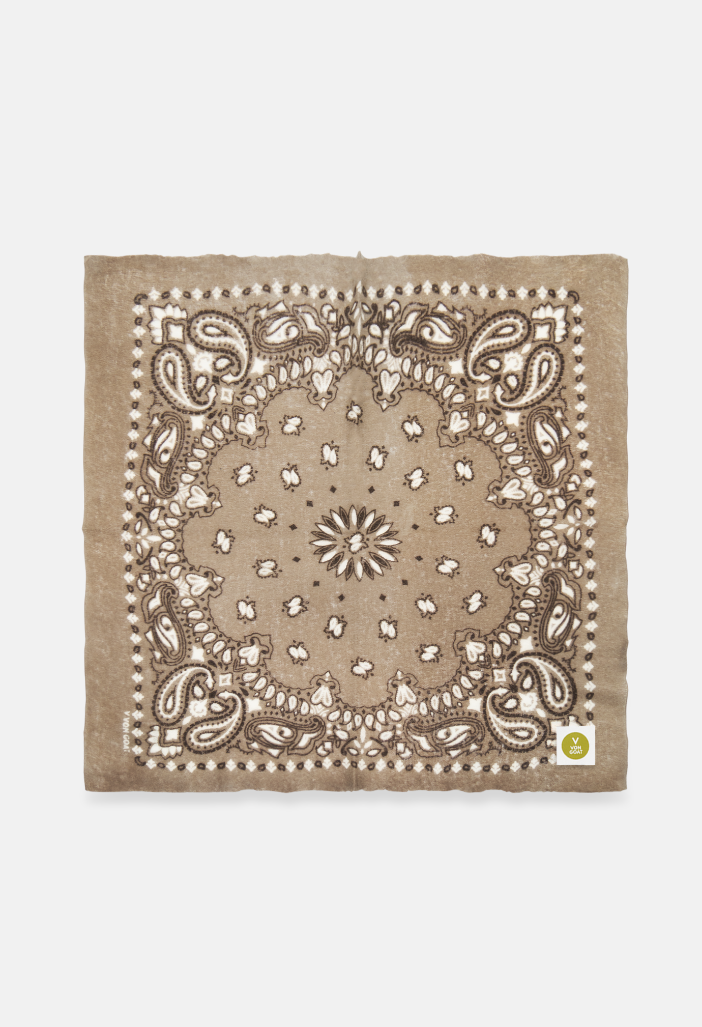 Kaschmir Bandana Dreieckstuch Paisley A in Beige und Braun von V VON GOAT ideales Accessoire Paisley Muster Cashmere Tuch für Damen handgefertigt in Nepal