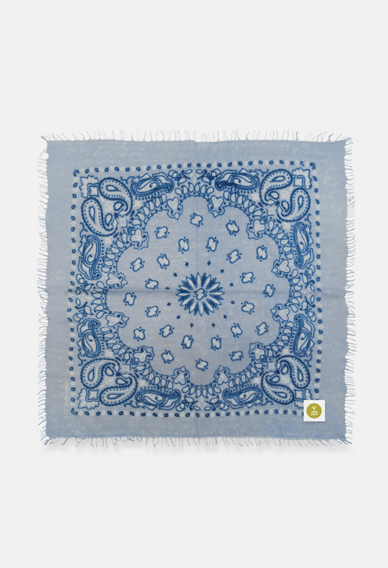 Kaschmir Bandana Dreieckstuch Paisley G in Blau und Hellblau von V VON GOAT ideales Accessoire Paisley Muster Cashmere Tuch für Damen handgefertigt in Nepal