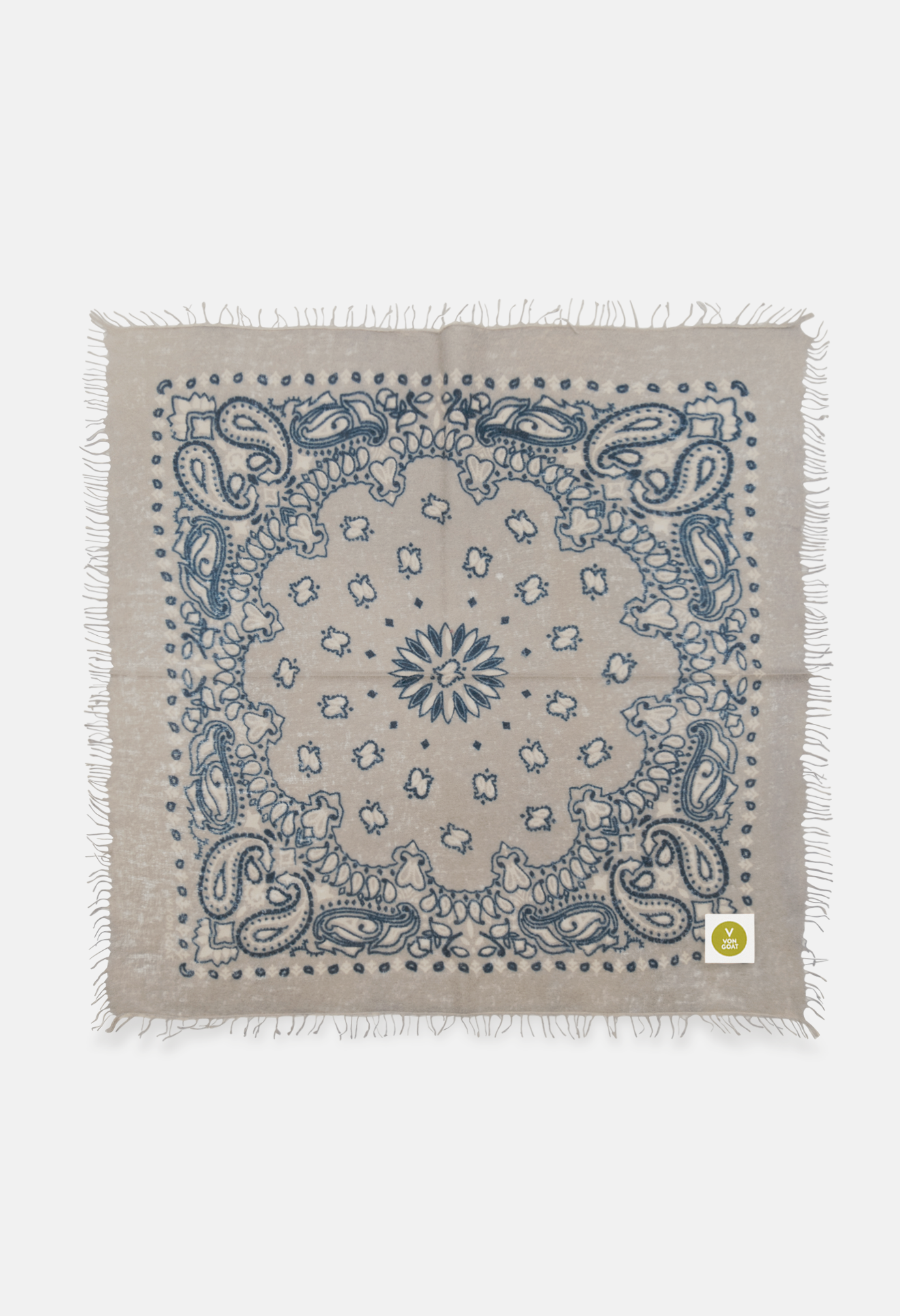 Kaschmir Bandana Dreieckstuch Paisley I in Grau und Blau von V VON GOAT ideales Accessoire Paisley Muster Cashmere Tuch für Damen handgefertigt in Nepal