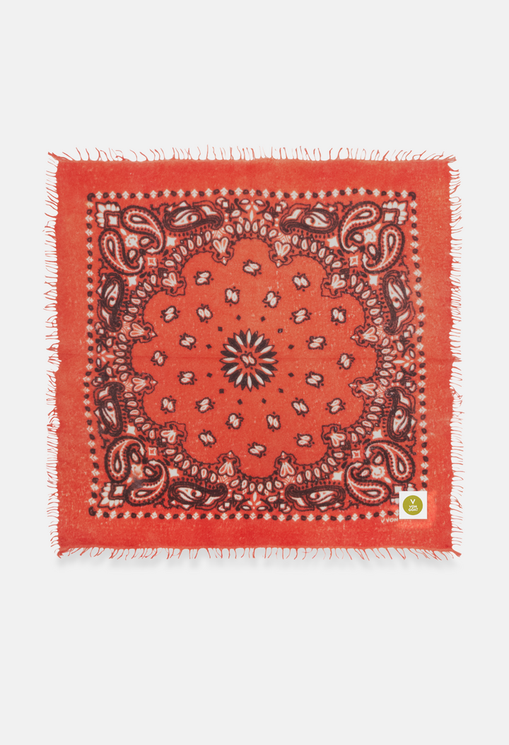 Kaschmir Bandana Dreieckstuch Paisley J in Schwarz und Rot von V VON GOAT ideales Accessoire Paisley Muster Cashmere Tuch für Damen handgefertigt in Nepal