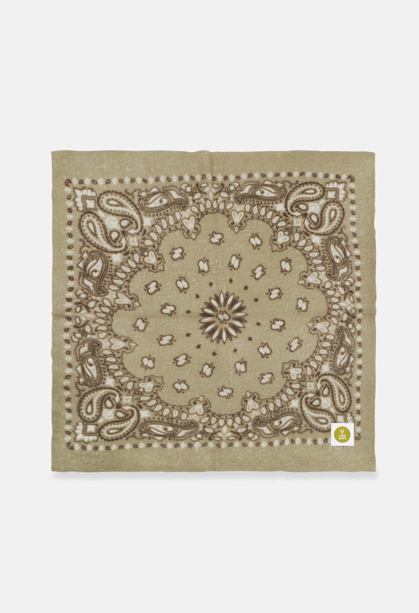 Kaschmir Bandana Dreieckstuch Paisley K in Gruen und Weiss von V VON GOAT ideales Accessoire Paisley Muster Cashmere Tuch für Damen handgefertigt in Nepal