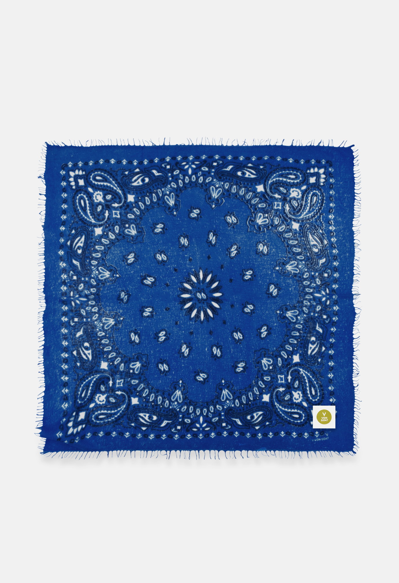 Kaschmir Bandana Dreieckstuch Paisley N in Blau und Weiss von V VON GOAT ideales Accessoire grosses Kaschmir Tuch Paisley Muster für Damen handgefertigt