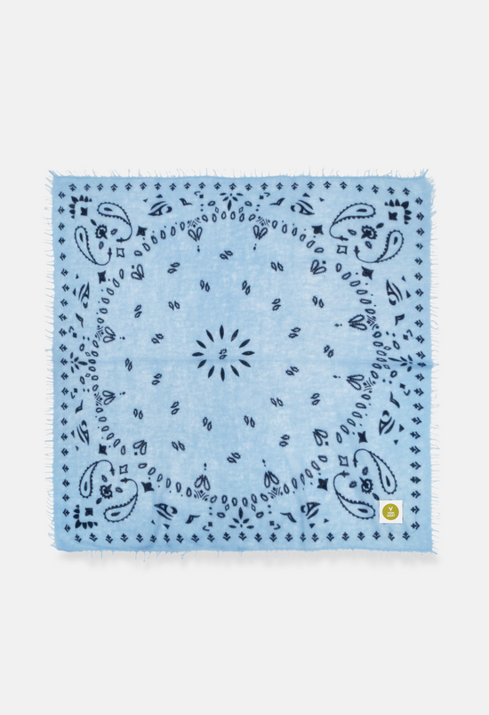 Kaschmir Bandana Dreieckstuch Paisley R in Hellblau und Blau von V VON GOAT ideales Accessoire grosses Kaschmir Tuch Paisley Muster für Damen handgefertigt